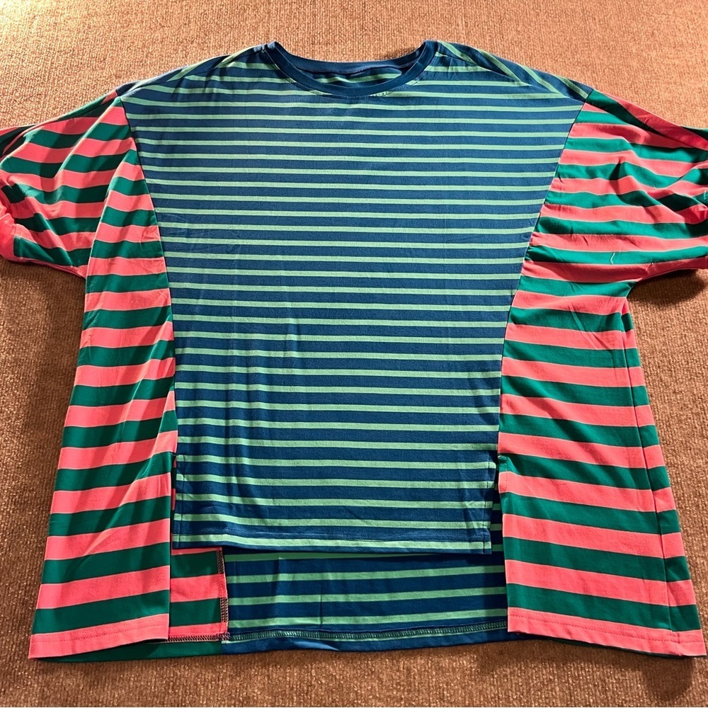NWOT Amazon Oversized  Multicolor Striped Women's Tee